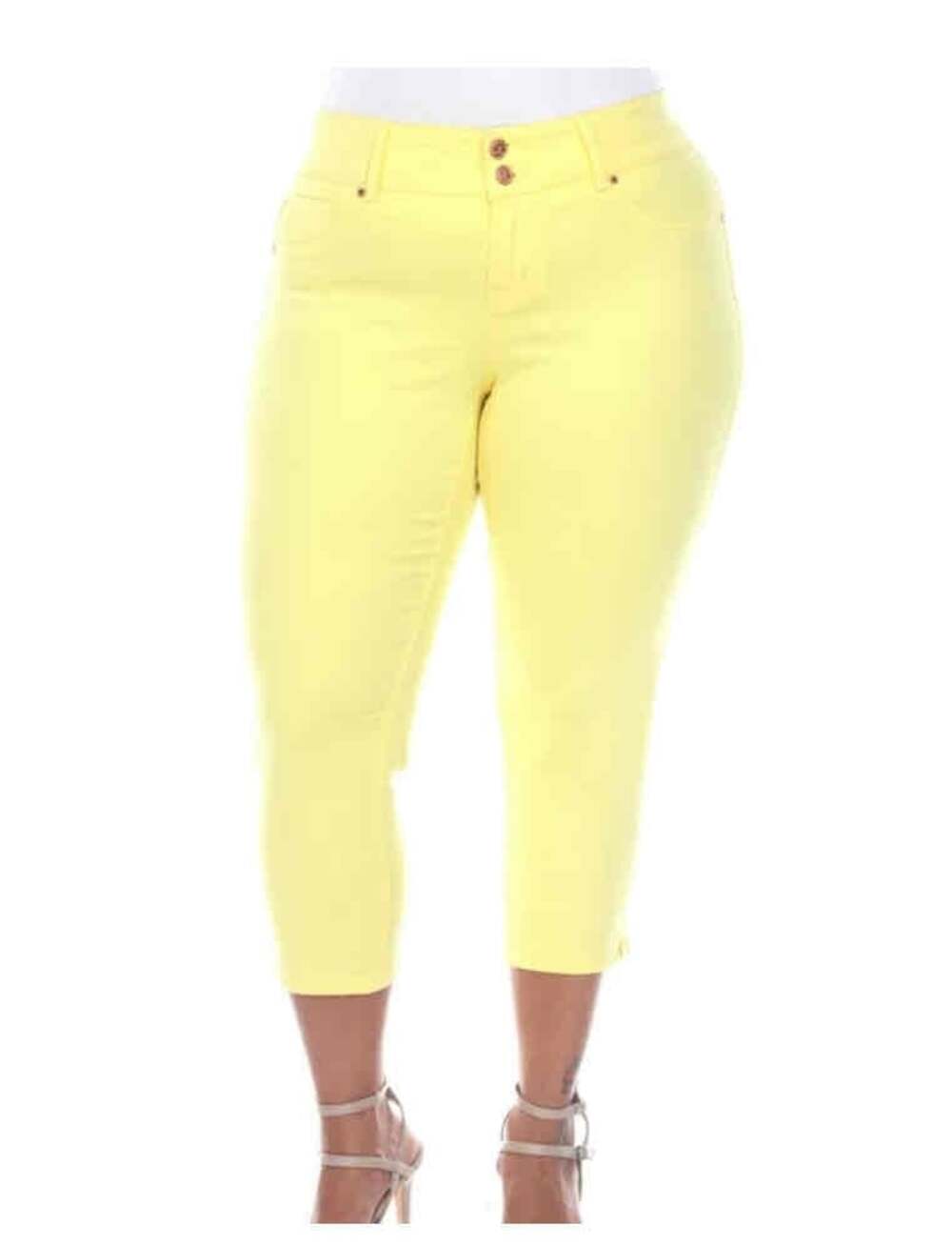 NWT White Mark Women's Yellow Stretch Capri Jeans Size 22 Plus Comfort Fit - Picture 1 of 5